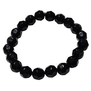 Elegant Retro Faceted Black Beaded Stretch Bracelet Minimalist Fashion Jewelry